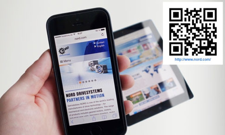 The redesigned NORD website is formatted for mobile devices, providing easy instant access to information on drive systems.