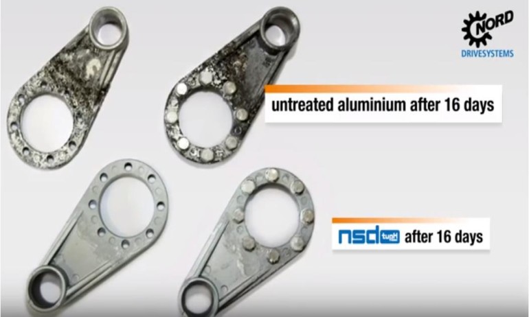 Time lapse test for untreated aluminum versus NSD TUPH